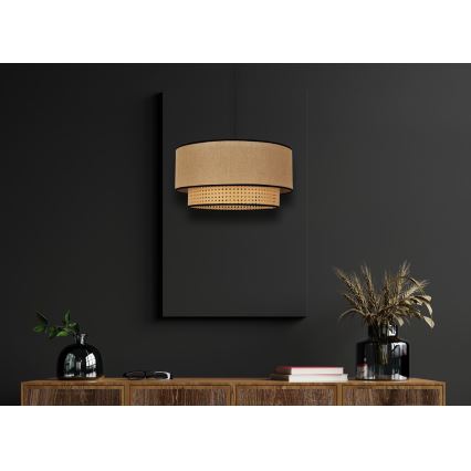Duolla - Kattokruunu johdossa BOHO 1xE27/15W/230V halkaisija 45 cm beige/rottinki