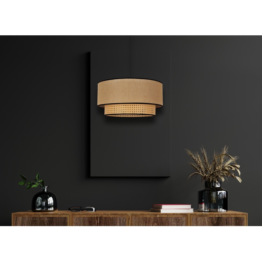 Duolla - Kattokruunu johdossa BOHO 1xE27/15W/230V halkaisija 45 cm beige/rottinki