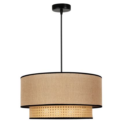 Duolla - Kattokruunu johdossa BOHO 1xE27/15W/230V halkaisija 45 cm beige/rottinki