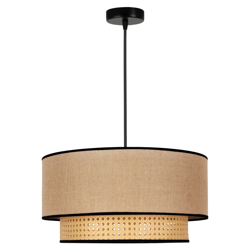 Duolla - Kattokruunu johdossa BOHO 1xE27/15W/230V halkaisija 45 cm beige/rottinki