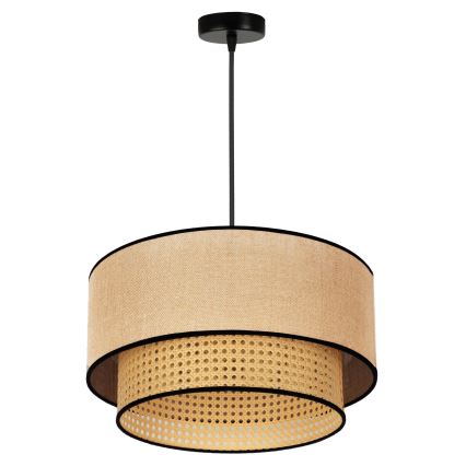 Duolla - Kattokruunu johdossa BOHO 1xE27/15W/230V halkaisija 45 cm beige/rottinki