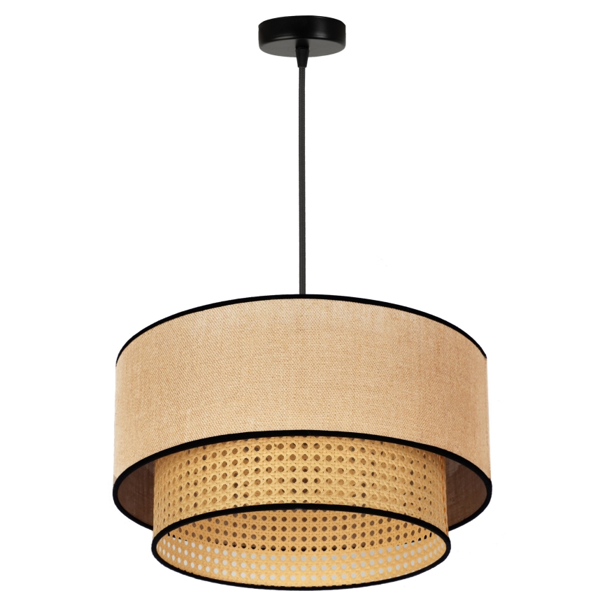 Duolla - Kattokruunu johdossa BOHO 1xE27/15W/230V halkaisija 45 cm beige/rottinki