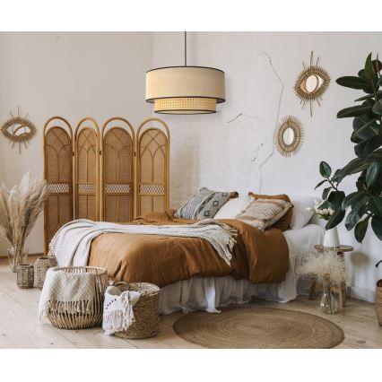 Duolla - Kattokruunu johdossa BOHO 1xE27/15W/230V halkaisija 45 cm beige/rottinki