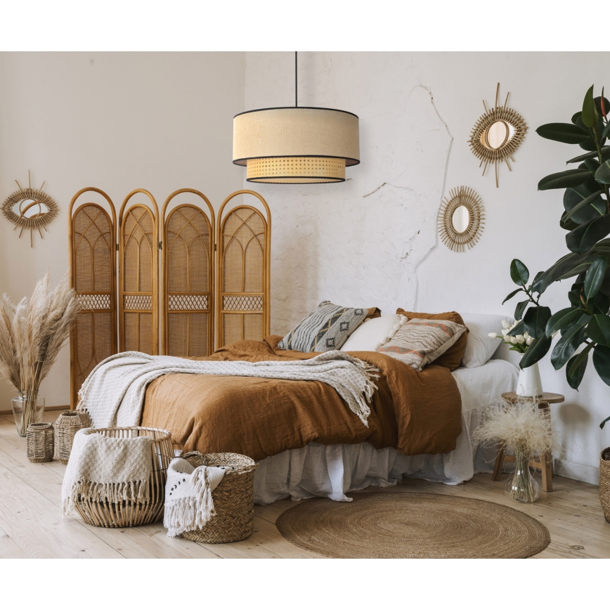 Duolla - Kattokruunu johdossa BOHO 1xE27/15W/230V halkaisija 45 cm beige/rottinki
