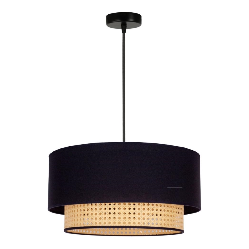 Duolla - Kattokruunu johdossa BOHO 1xE27/15W/230V halkaisija 45 cm musta/rottinki