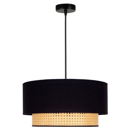 Duolla - Kattokruunu johdossa BOHO 1xE27/15W/230V halkaisija 45 cm musta/rottinki