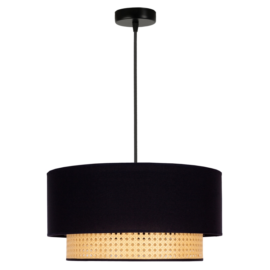 Duolla - Kattokruunu johdossa BOHO 1xE27/15W/230V halkaisija 45 cm musta/rottinki