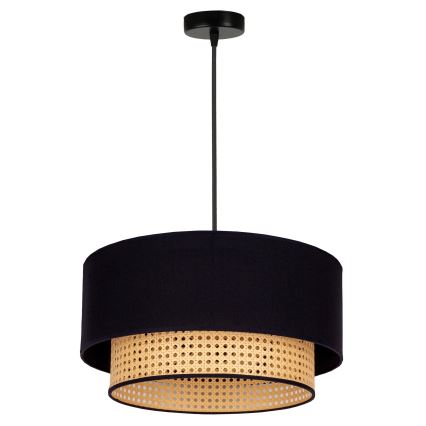 Duolla - Kattokruunu johdossa BOHO 1xE27/15W/230V halkaisija 45 cm musta/rottinki