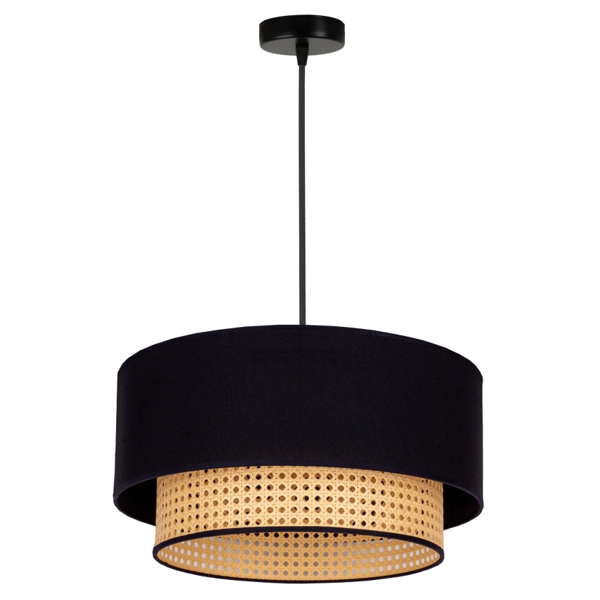 Duolla - Kattokruunu johdossa BOHO 1xE27/15W/230V halkaisija 45 cm musta/rottinki