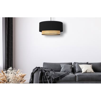 Duolla - Kattokruunu johdossa BOHO 1xE27/15W/230V halkaisija 45 cm musta/rottinki