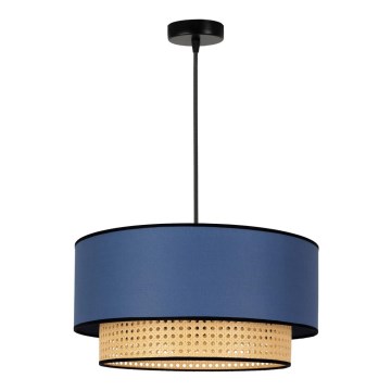 Duolla - Kattokruunu johdossa BOHO 1xE27/15W/230V halkaisija 45 cm sininen/rottinki