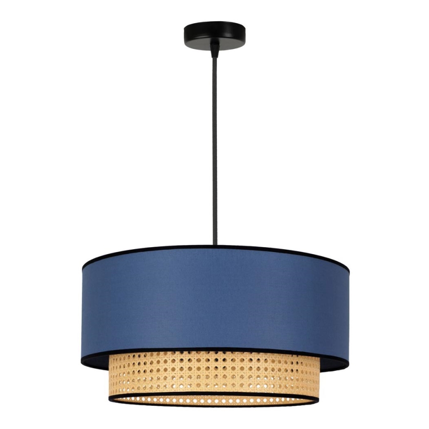 Duolla - Kattokruunu johdossa BOHO 1xE27/15W/230V halkaisija 45 cm sininen/rottinki