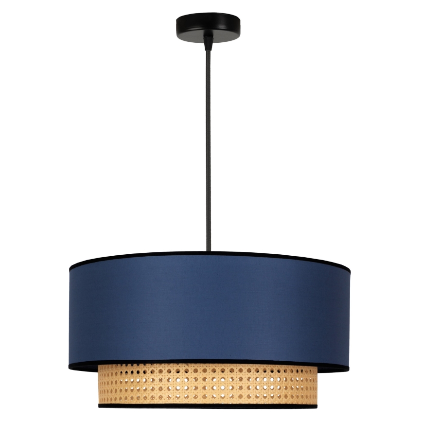 Duolla - Kattokruunu johdossa BOHO 1xE27/15W/230V halkaisija 45 cm sininen/rottinki