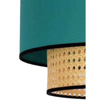 Duolla - Kattokruunu johdossa BOHO 1xE27/15W/230V halkaisija 45 cm turkoosi/rottinki