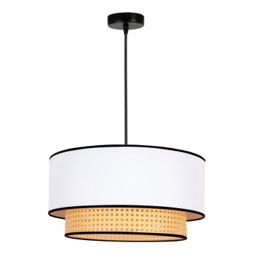 Duolla - Kattokruunu johdossa BOHO 1xE27/15W/230V halkaisija 45 cm valkoinen/rottinki