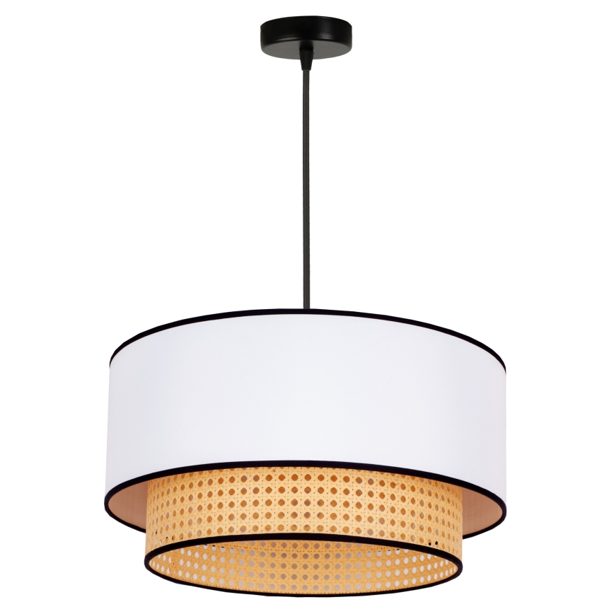 Duolla - Kattokruunu johdossa BOHO 1xE27/15W/230V halkaisija 45 cm valkoinen/rottinki