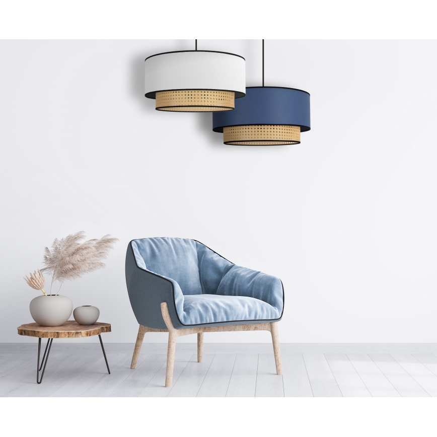 Duolla - Kattokruunu johdossa BOHO 1xE27/15W/230V halkaisija 45 cm valkoinen/rottinki