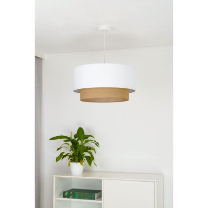 Duolla - Kattokruunu johdossa BOHO 1xE27/15W/230V halkaisija 45 cm valkoinen/ruskea