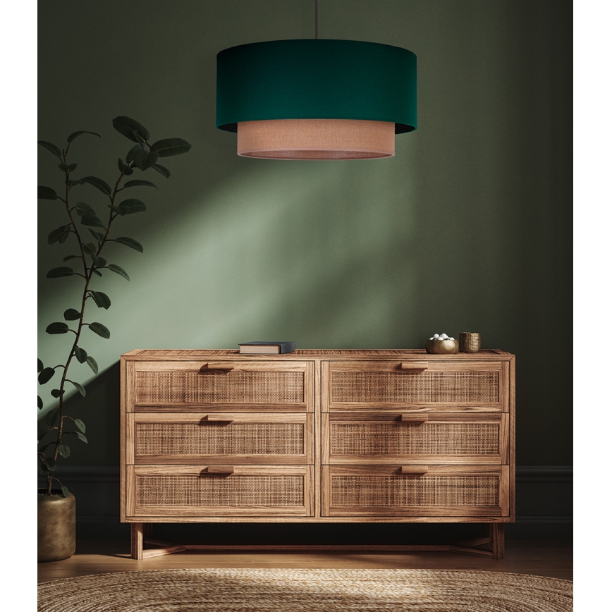 Duolla - Kattokruunu johdossa BOHO 1xE27/15W/230V halkaisija 45 cm vihreä/ruskea