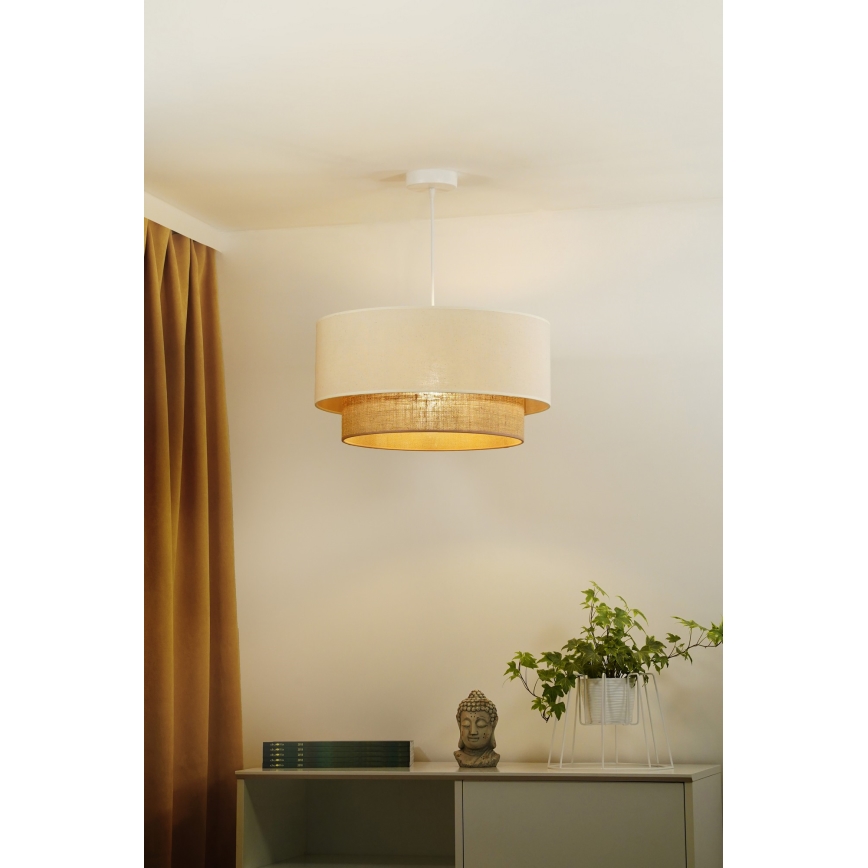 Duolla - Kattokruunu johdossa BOHO 1xE27/15W/230V halkaisija 60 cm beige/ruskea