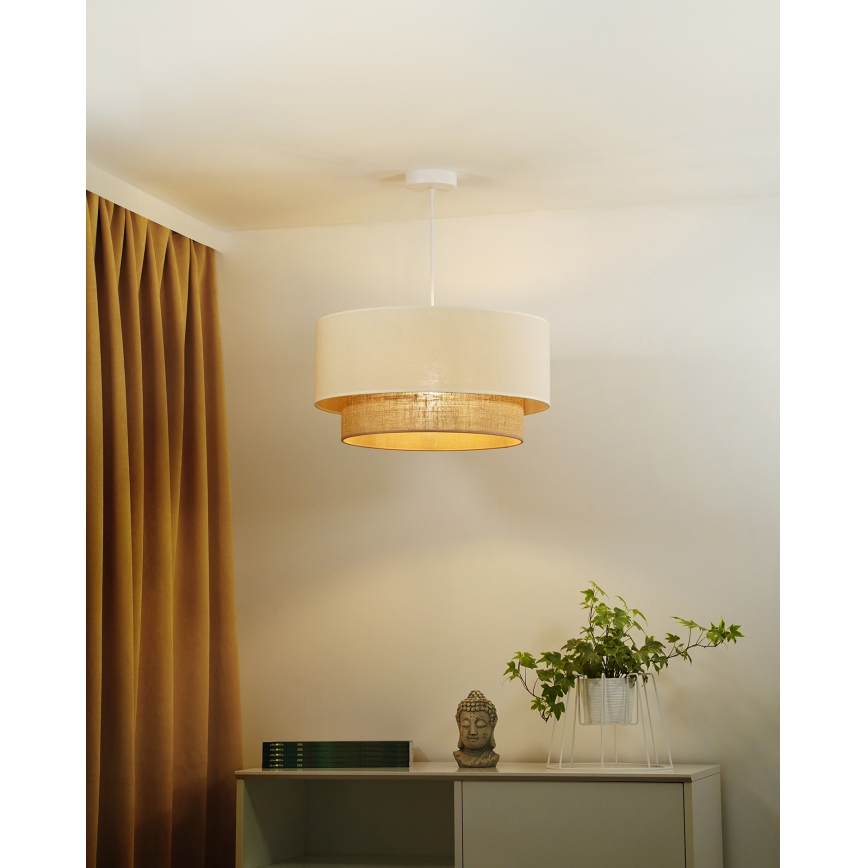Duolla - Kattokruunu johdossa BOHO 1xE27/40W/230V halkaisija 45 cm kerma/ruskea