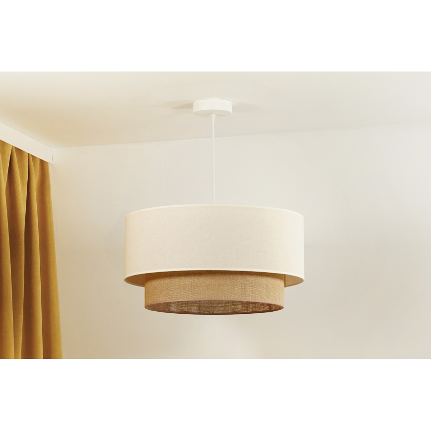 Duolla - Kattokruunu johdossa BOHO 1xE27/40W/230V halkaisija 45 cm kerma/ruskea
