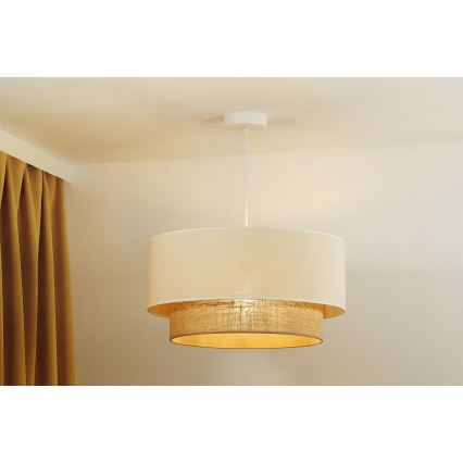 Duolla - Kattokruunu johdossa BOHO 1xE27/40W/230V halkaisija 45 cm kerma/ruskea