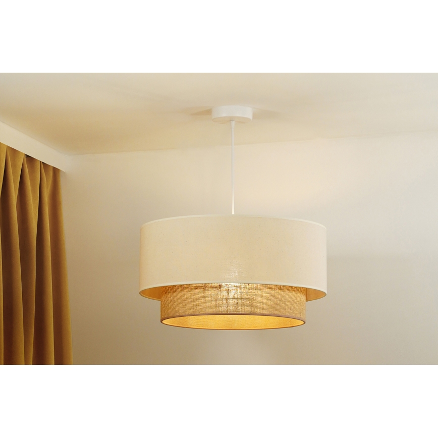 Duolla - Kattokruunu johdossa BOHO 1xE27/40W/230V halkaisija 45 cm kerma/ruskea