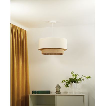 Duolla - Kattokruunu johdossa BOHO 1xE27/40W/230V halkaisija 45 cm kerma/ruskea