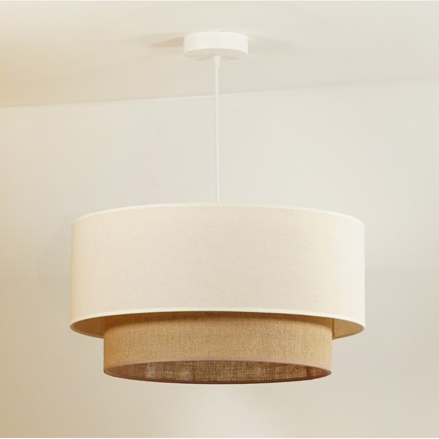 Duolla - Kattokruunu johdossa BOHO 1xE27/40W/230V halkaisija 45 cm kerma/ruskea