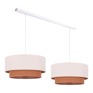 Duolla - Kattokruunu johdossa BOHO 2xE27/15W/230V beige/ruskea