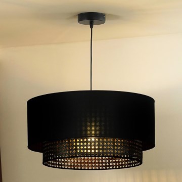 Duolla - Kattokruunu johdossa BOHO RATTAN 1xE27/15W/230V halkaisija 45 cm musta