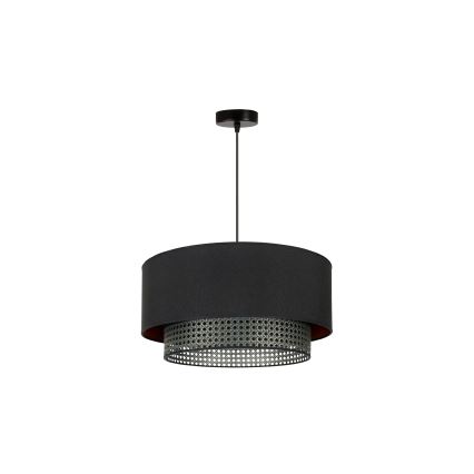 Duolla - Kattokruunu johdossa BOHO RATTAN 1xE27/15W/230V halkaisija 45 cm musta