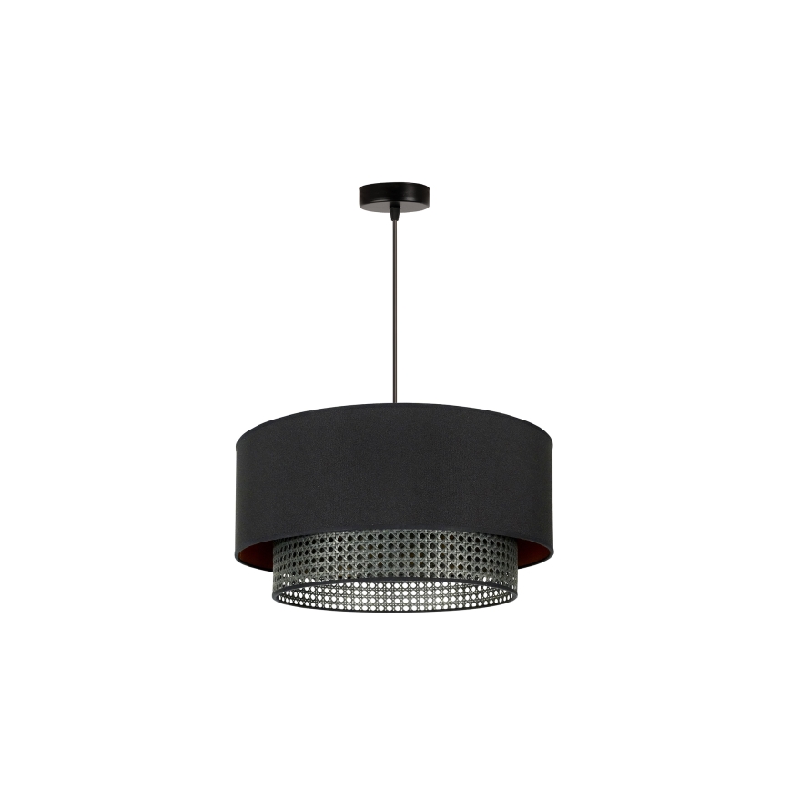 Duolla - Kattokruunu johdossa BOHO RATTAN 1xE27/15W/230V halkaisija 45 cm musta