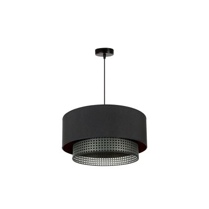 Duolla - Kattokruunu johdossa BOHO RATTAN 1xE27/15W/230V halkaisija 45 cm musta