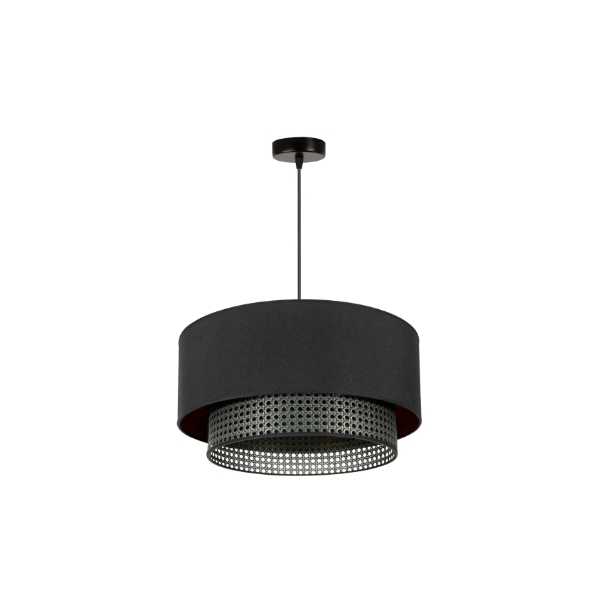 Duolla - Kattokruunu johdossa BOHO RATTAN 1xE27/15W/230V halkaisija 45 cm musta