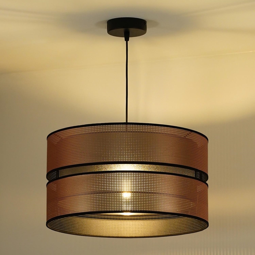 Duolla - Kattokruunu johdossa COPPER SHINY 1xE27/15W/230V halkaisija 40 cm kupari/musta