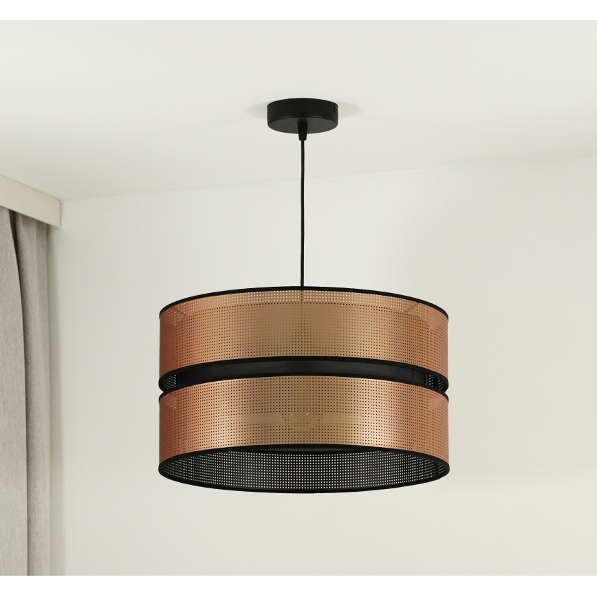 Duolla - Kattokruunu johdossa COPPER SHINY 1xE27/15W/230V halkaisija 40 cm kupari/musta