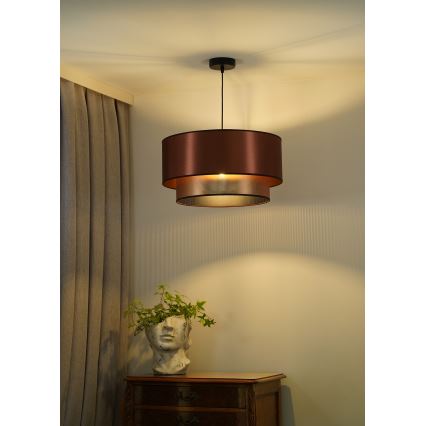 Duolla - Kattokruunu johdossa COPPER SHINY 1xE27/15W/230V halkaisija 45 cm kupari