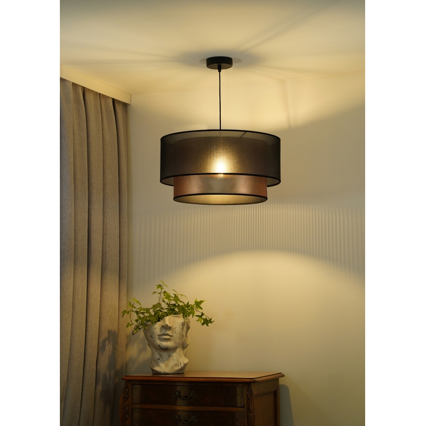 Duolla - Kattokruunu johdossa COPPER SHINY 1xE27/15W/230V halkaisija 45 cm ruskea/kupari