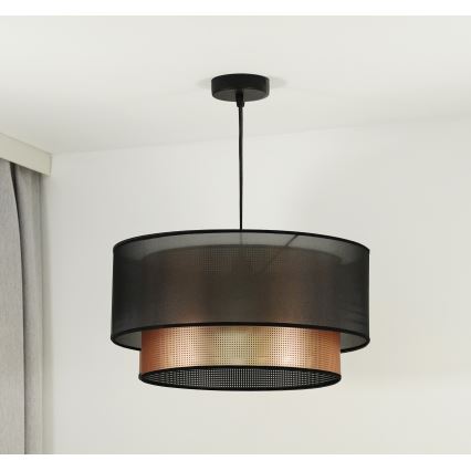 Duolla - Kattokruunu johdossa COPPER SHINY 1xE27/15W/230V halkaisija 45 cm ruskea/kupari