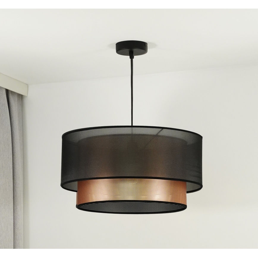 Duolla - Kattokruunu johdossa COPPER SHINY 1xE27/15W/230V halkaisija 45 cm ruskea/kupari