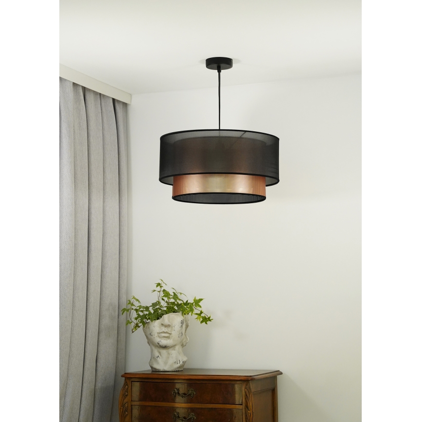 Duolla - Kattokruunu johdossa COPPER SHINY 1xE27/15W/230V halkaisija 45 cm ruskea/kupari