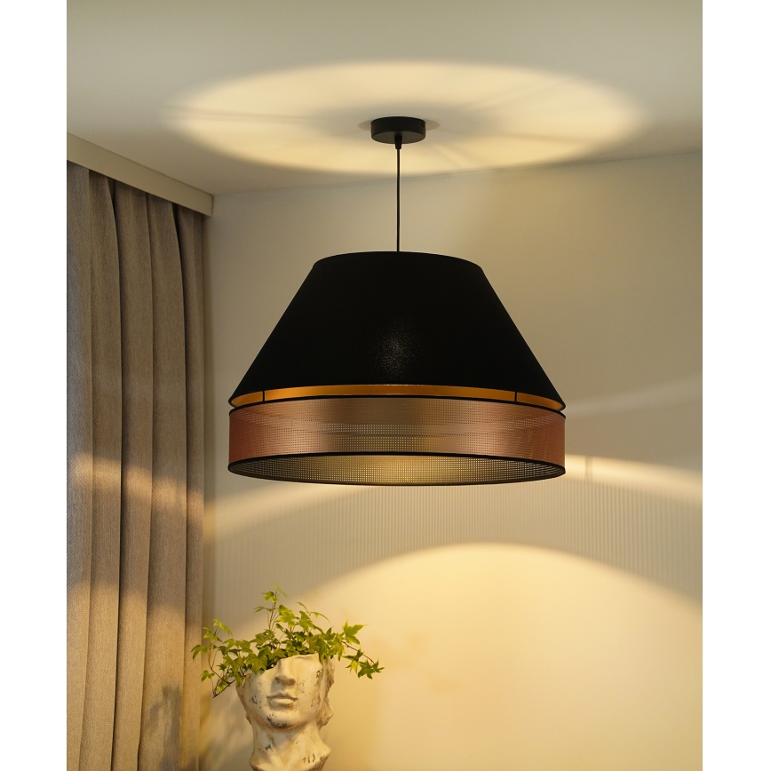 Duolla - Kattokruunu johdossa COPPER SHINY 1xE27/15W/230V halkaisija 60 cm musta/kupari