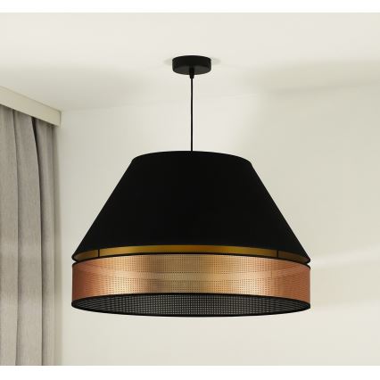 Duolla - Kattokruunu johdossa COPPER SHINY 1xE27/15W/230V halkaisija 60 cm musta/kupari