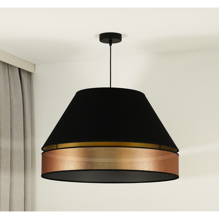 Duolla - Kattokruunu johdossa COPPER SHINY 1xE27/15W/230V halkaisija 60 cm musta/kupari