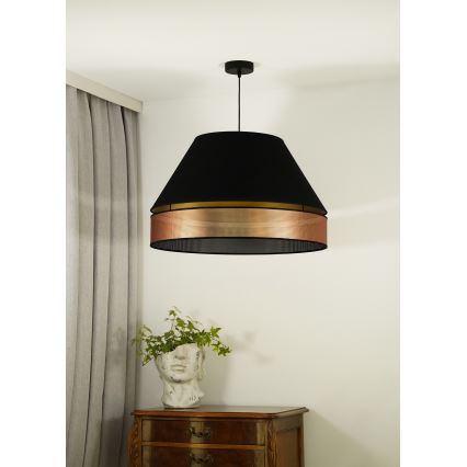 Duolla - Kattokruunu johdossa COPPER SHINY 1xE27/15W/230V halkaisija 60 cm musta/kupari