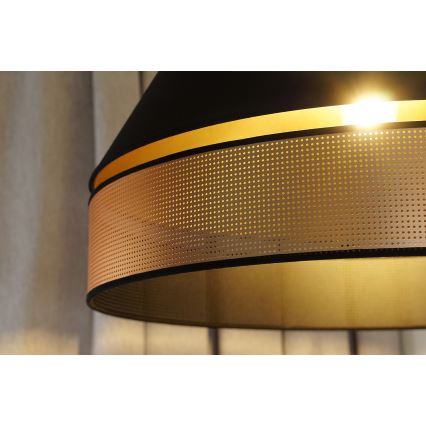 Duolla - Kattokruunu johdossa COPPER SHINY 1xE27/15W/230V halkaisija 60 cm musta/kupari