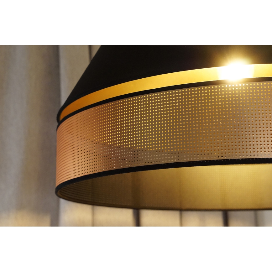 Duolla - Kattokruunu johdossa COPPER SHINY 1xE27/15W/230V halkaisija 60 cm musta/kupari