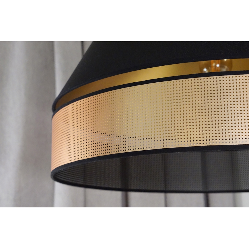 Duolla - Kattokruunu johdossa COPPER SHINY 1xE27/15W/230V halkaisija 60 cm musta/kupari